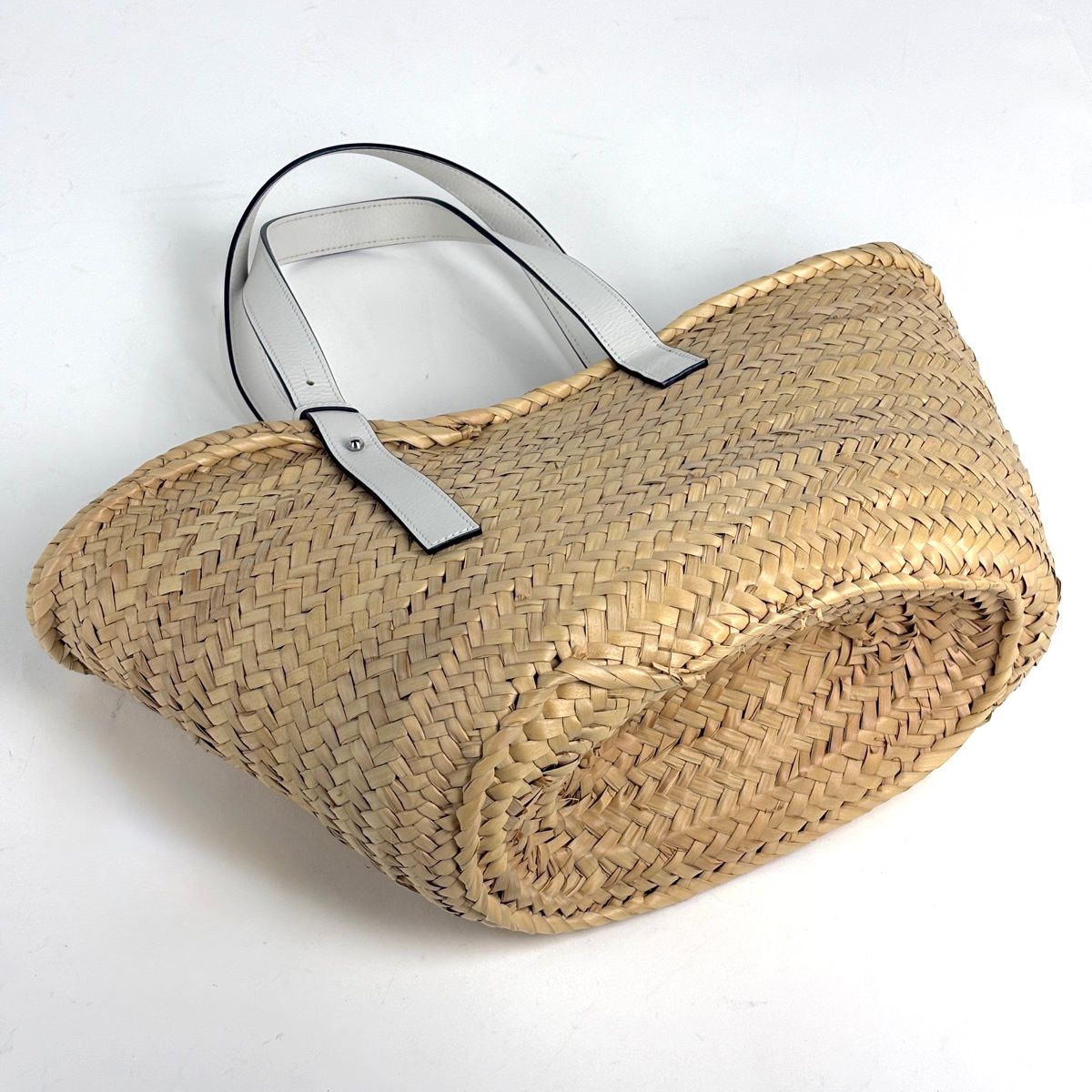 Loewe Basket Anagram Palm Leaf Tote Raffia Natural White — view 2