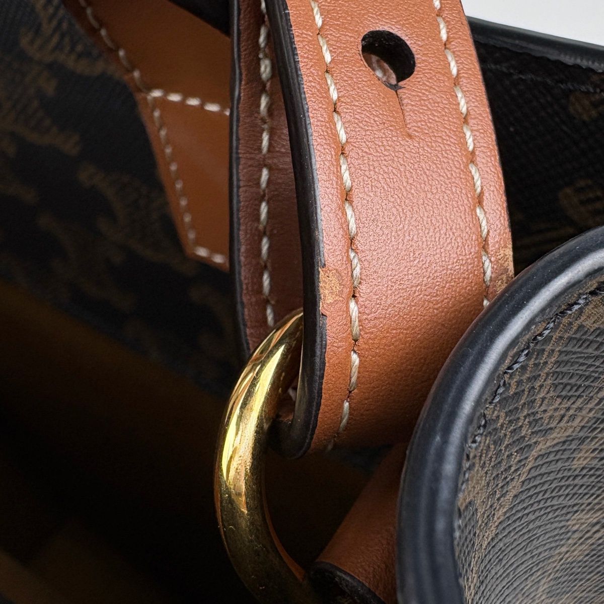Celine Small Vertical Cover 2-Way Triomphe Tote Black Brown — view 6