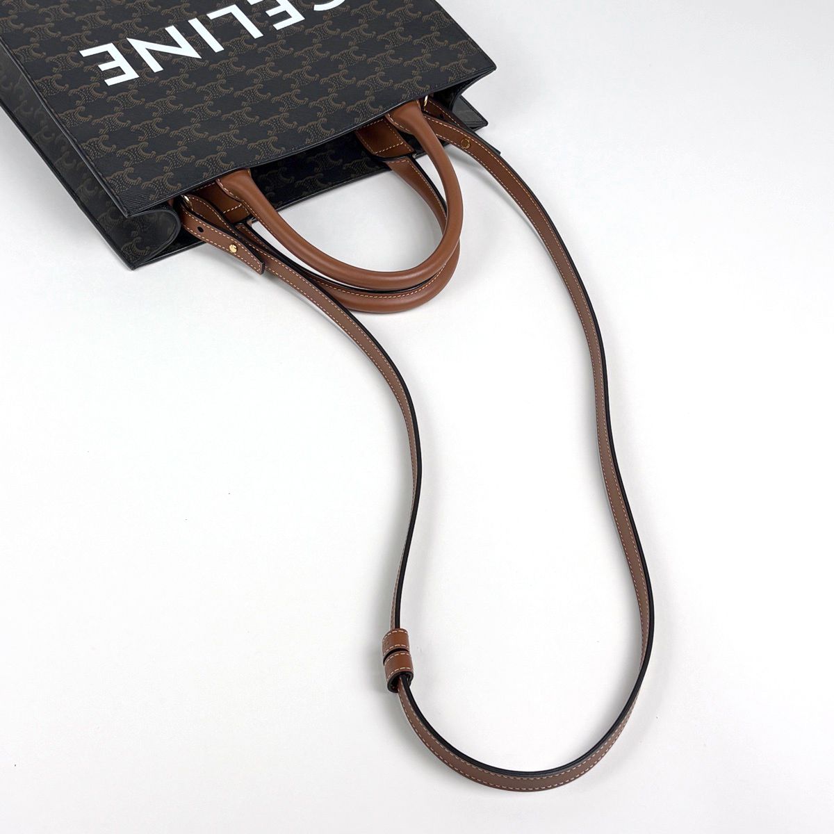 Celine Small Vertical Cover 2-Way Triomphe Tote Black Brown — view 7