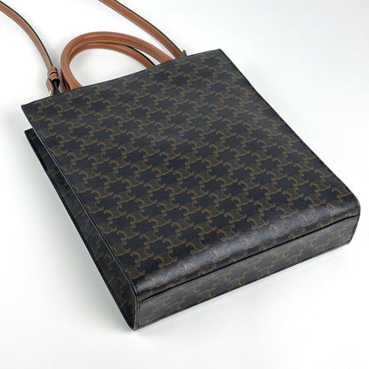 Celine Small Vertical Cover 2-Way Triomphe Tote Black Brown — view 2