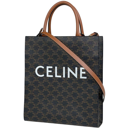 Celine Small Vertical Cover 2-Way Triomphe Tote Black Brown