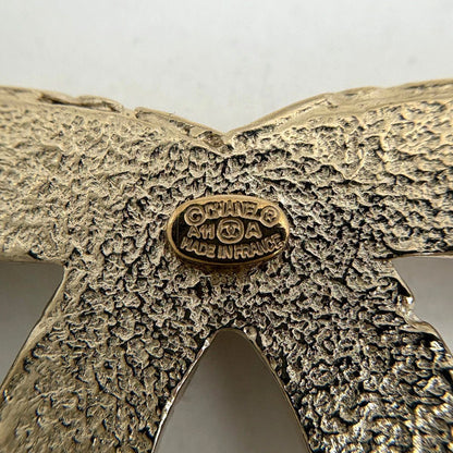 Chanel CC Logo Line Stone Brooch Gold Plated — view 5