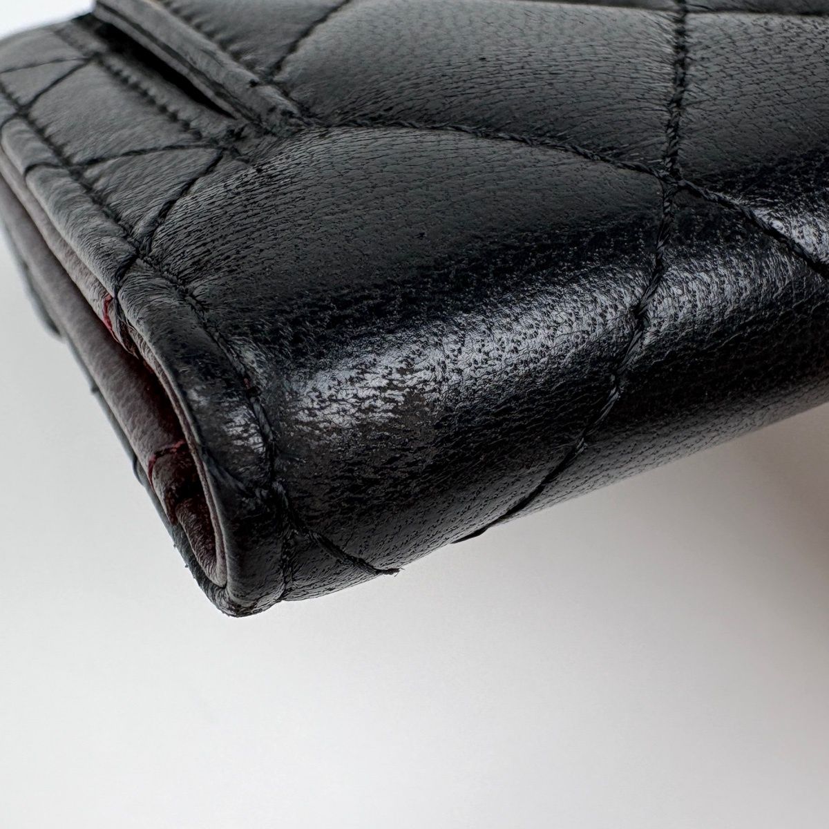 Chanel CC Logo Trifold Wallet Quilted Leather Black — view 3