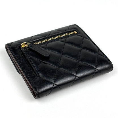 Chanel CC Logo Trifold Wallet Quilted Leather Black — view 2
