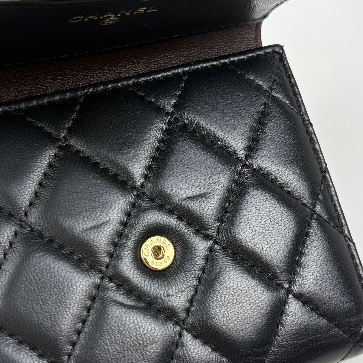 Chanel CC Logo Trifold Wallet Quilted Leather Black — view 5