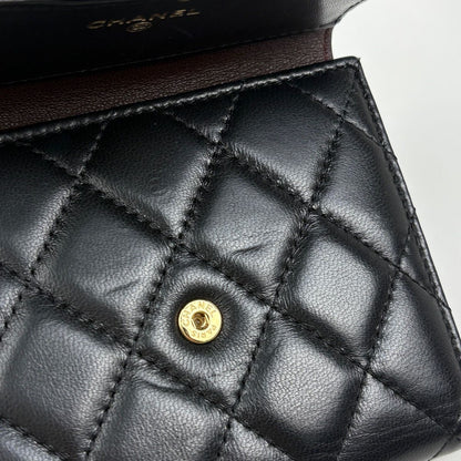Chanel CC Logo Trifold Wallet Quilted Leather Black — view 5