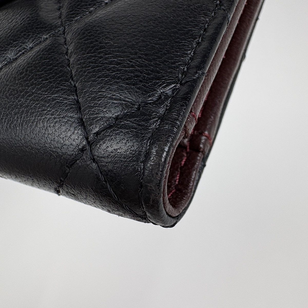 Chanel CC Logo Trifold Wallet Quilted Leather Black — view 4