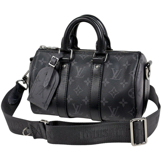 Louis Vuitton Keepall Bandouliere 25 2-Way Monogram Reverse Tote Eclipse Noir