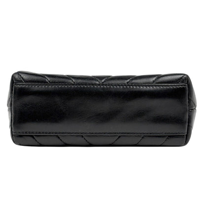 Chanel Stitch Faux Pearl Shoulder Bag CC Logo Blanc Leather Black — view 5
