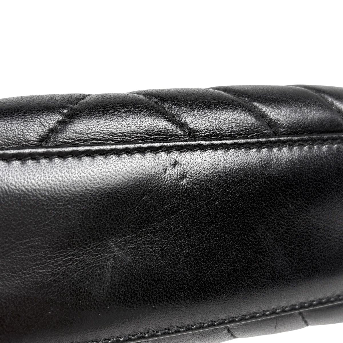 Chanel Stitch Faux Pearl Shoulder Bag CC Logo Blanc Leather Black — view 6