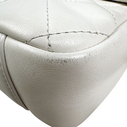 Chanel Logo Chain Shoulder Bag Quilted Leather White — view 6