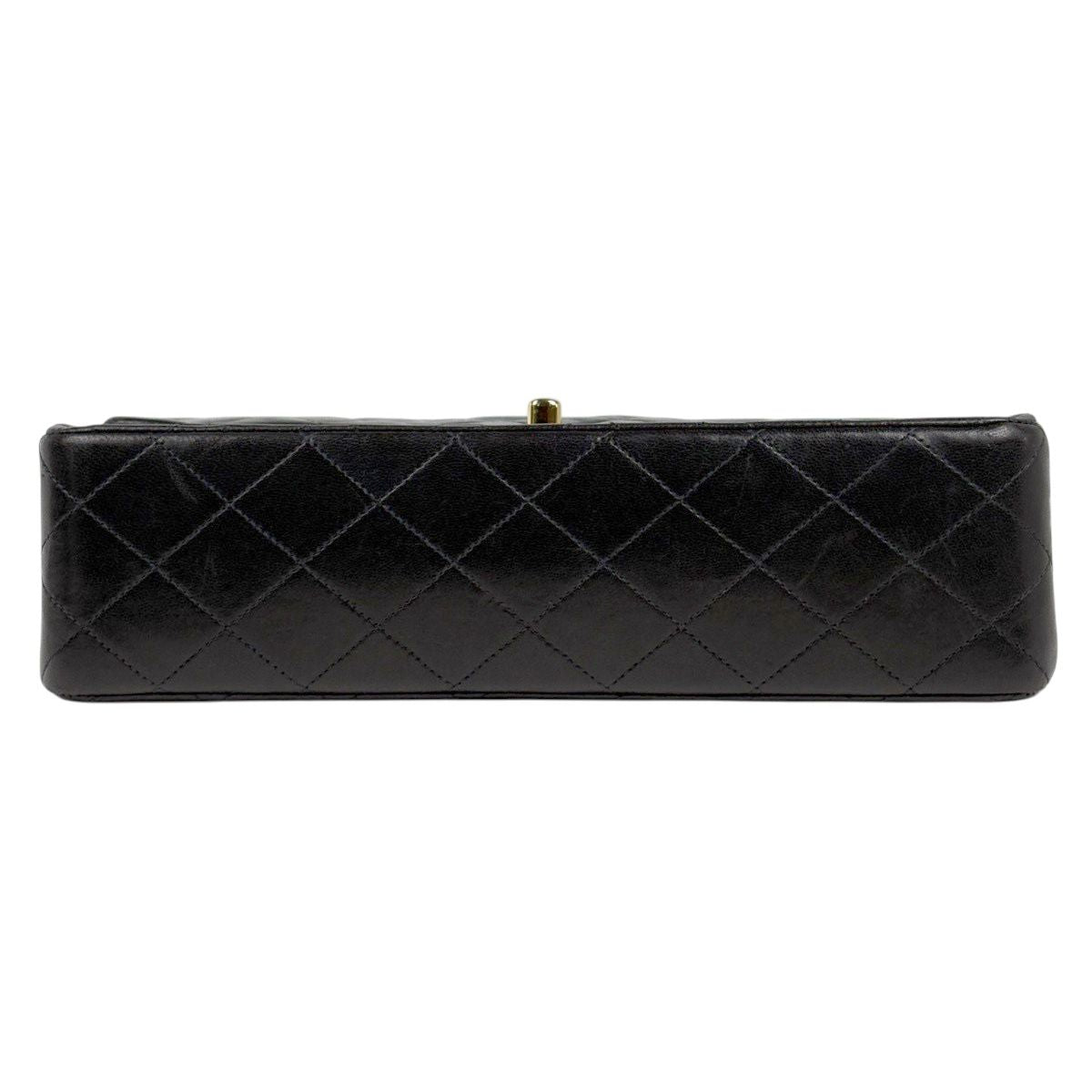 Chanel Quilted Double Flap Chain Shoulder Bag CC Logo Leather Black — view 5