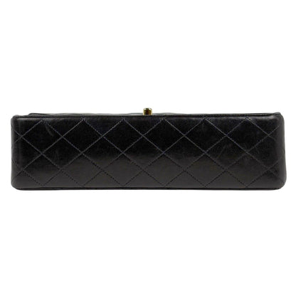 Chanel Quilted Double Flap Chain Shoulder Bag CC Logo Leather Black — view 5