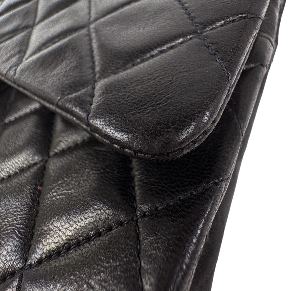 Chanel Quilted Double Flap Chain Shoulder Bag CC Logo Leather Black — view 8