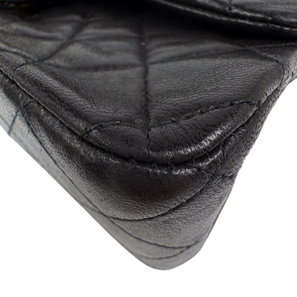 Chanel Quilted Double Flap Chain Shoulder Bag CC Logo Leather Black — view 7