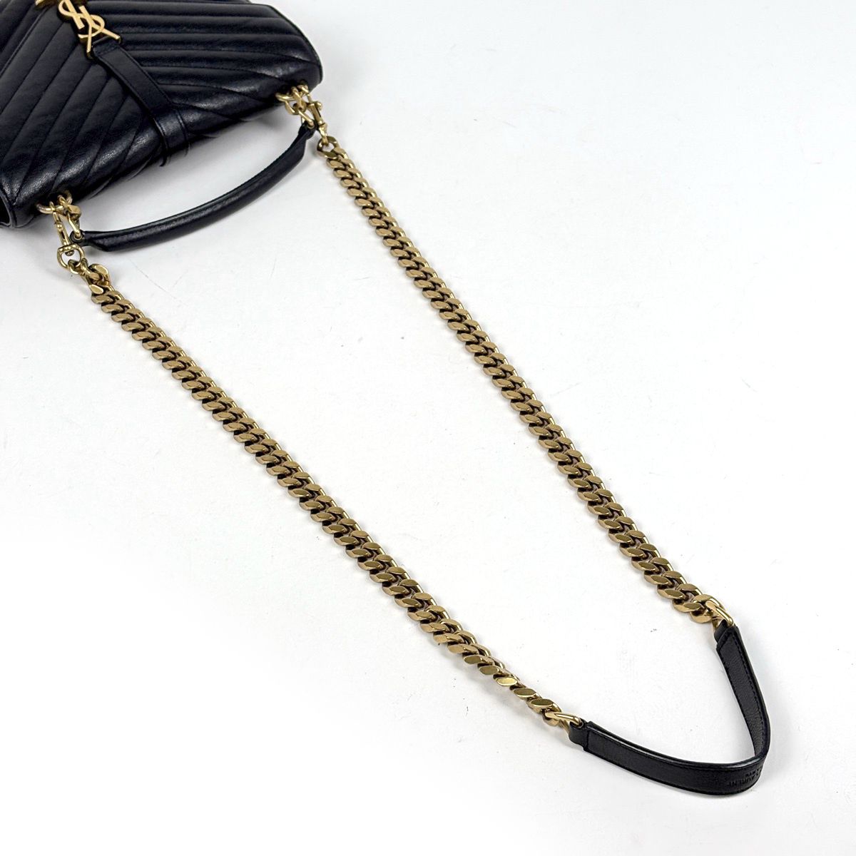 Saint Laurent Carre Handbag 2-Way Chain YSL Leather Black — view 6