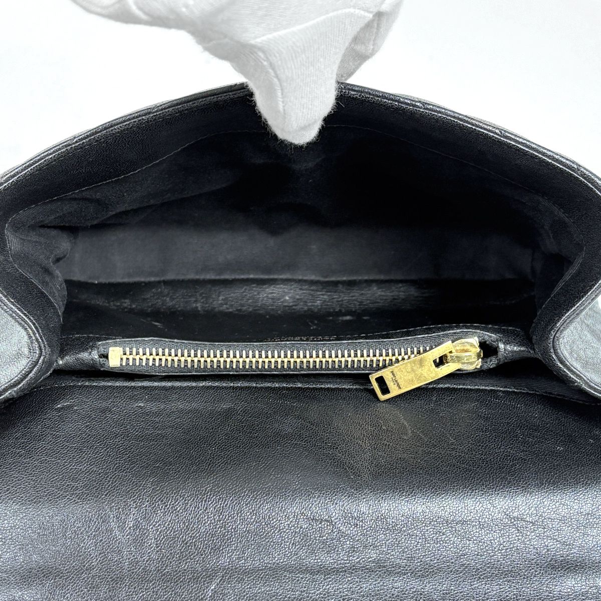 Saint Laurent Carre Handbag 2-Way Chain YSL Leather Black — view 8