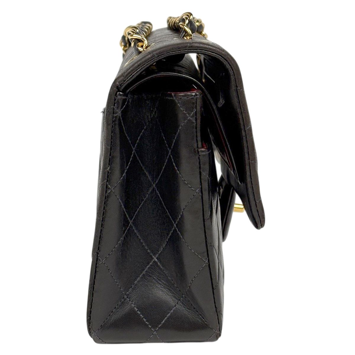Chanel Quilted Double Flap Chain Shoulder Bag CC Logo Leather Black — view 4
