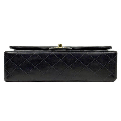 Chanel Quilted Double Flap Chain Shoulder Bag CC Logo Leather Black — view 5