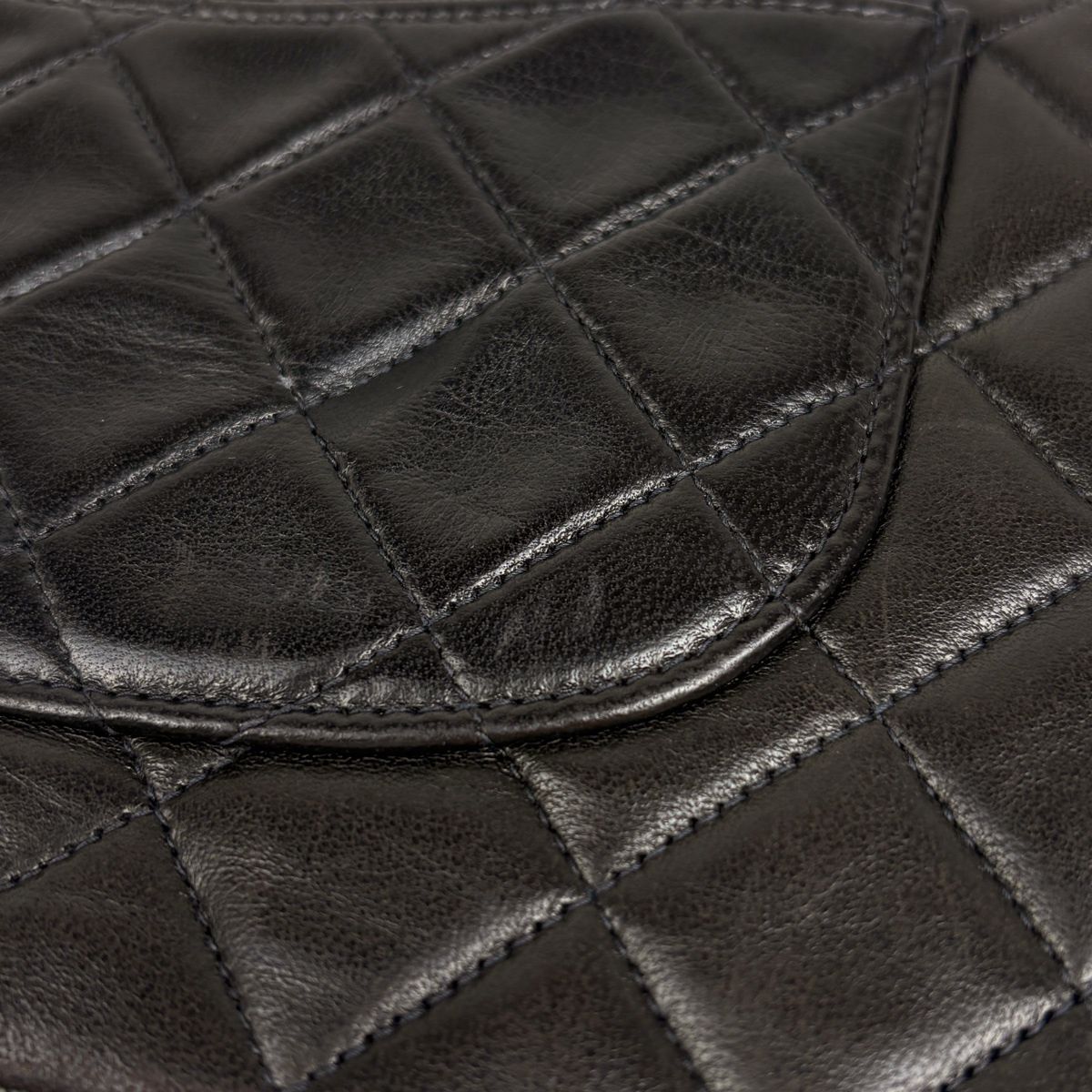 Chanel Quilted Double Flap Chain Shoulder Bag CC Logo Leather Black — view 7