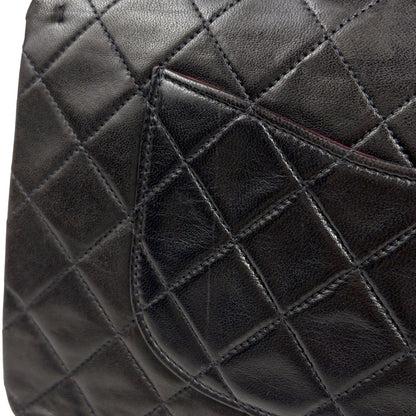 Chanel Quilted Double Flap Chain Shoulder Bag CC Logo Leather Black — view 8