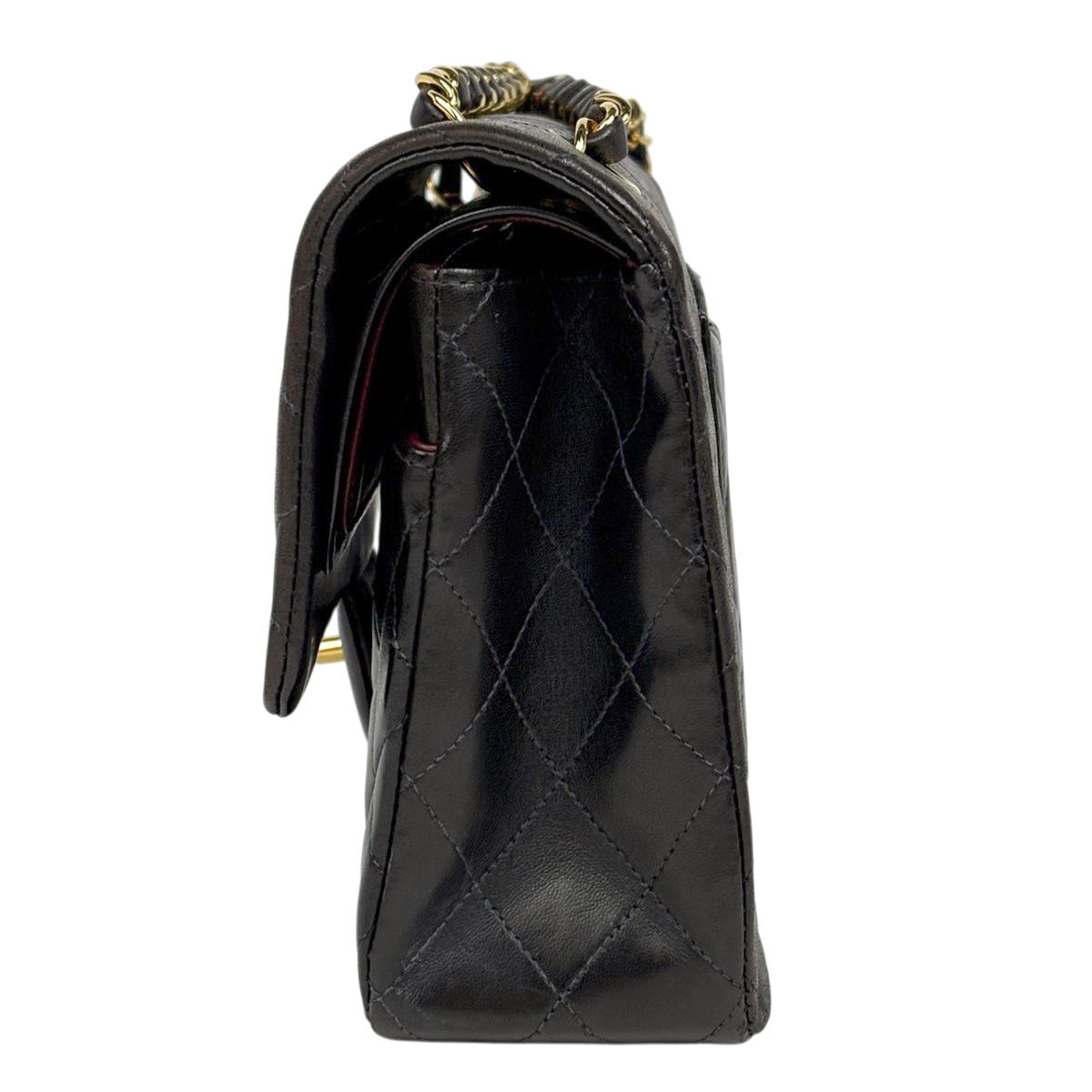 Chanel Quilted Double Flap Chain Shoulder Bag CC Logo Leather Black — view 2