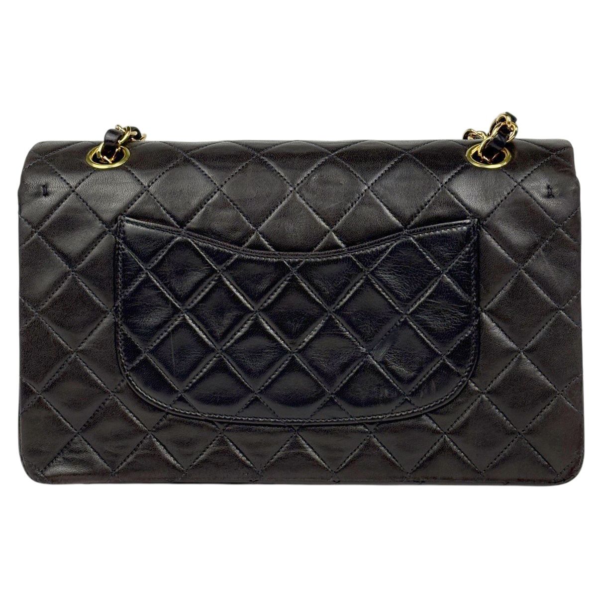 Chanel Quilted Double Flap Chain Shoulder Bag CC Logo Leather Black — view 3