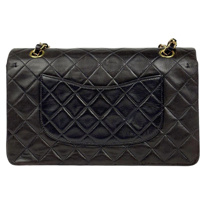 Chanel Quilted Double Flap Chain Shoulder Bag CC Logo Leather Black — view 3