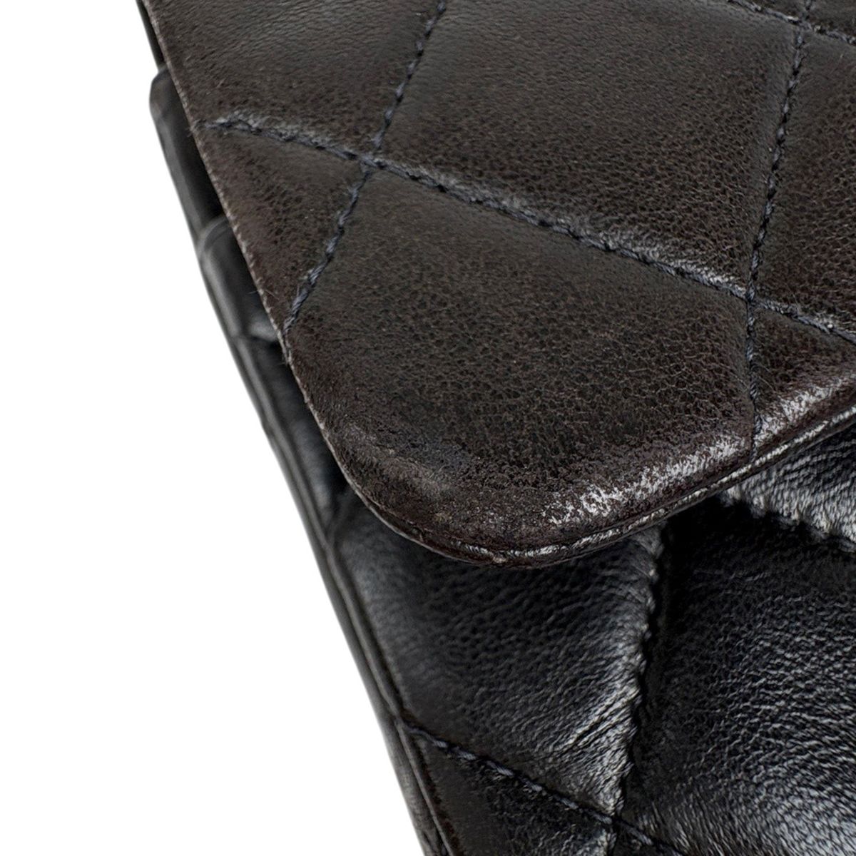 Chanel Quilted Double Flap Chain Shoulder Bag CC Logo Leather Black — view 9