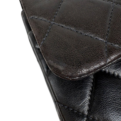 Chanel Quilted Double Flap Chain Shoulder Bag CC Logo Leather Black — view 9