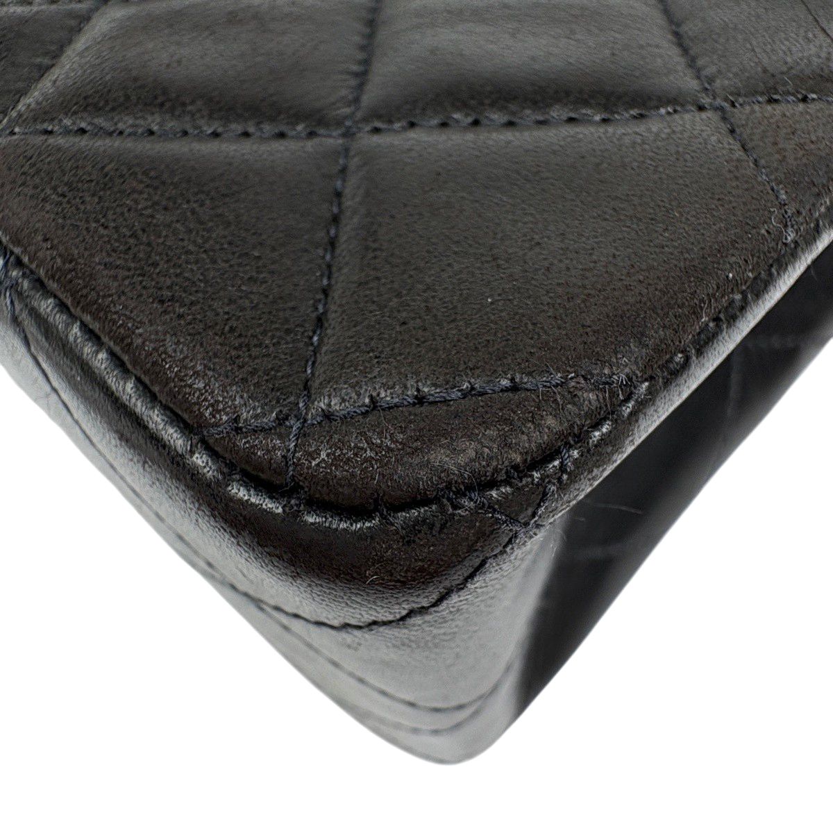 Chanel Quilted Double Flap Chain Shoulder Bag CC Logo Leather Black — view 6