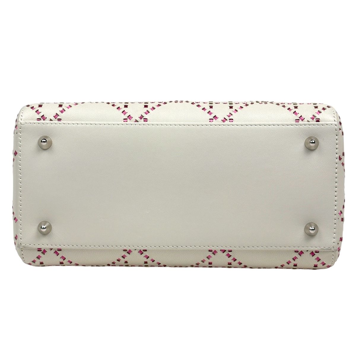 Dior Lady Cannage Bicolor Handbag Leather White Pink — view 5