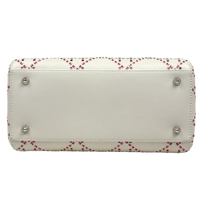 Dior Lady Cannage Bicolor Handbag Leather White Pink — view 5