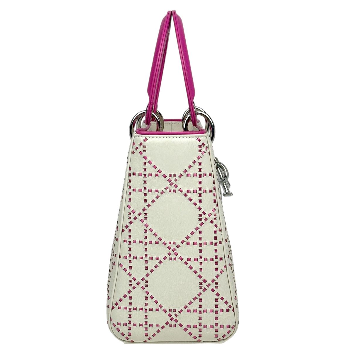 Dior Lady Cannage Bicolor Handbag Leather White Pink — view 4