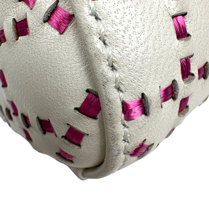 Dior Lady Cannage Bicolor Handbag Leather White Pink — view 7