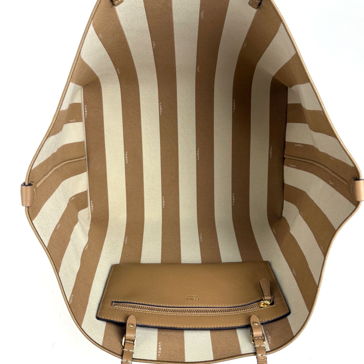 Fendi Roll Large Reversible Tote Pecan FF Canvas Beige — view 7