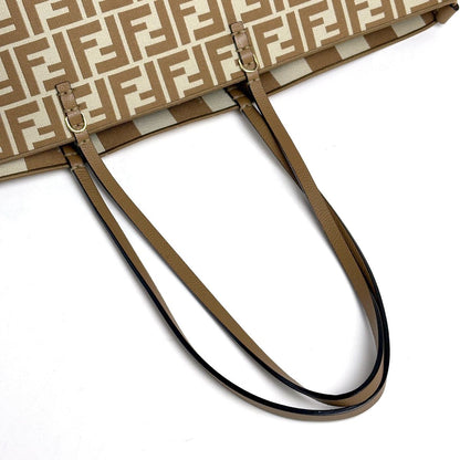 Fendi Roll Large Reversible Tote Pecan FF Canvas Beige — view 6
