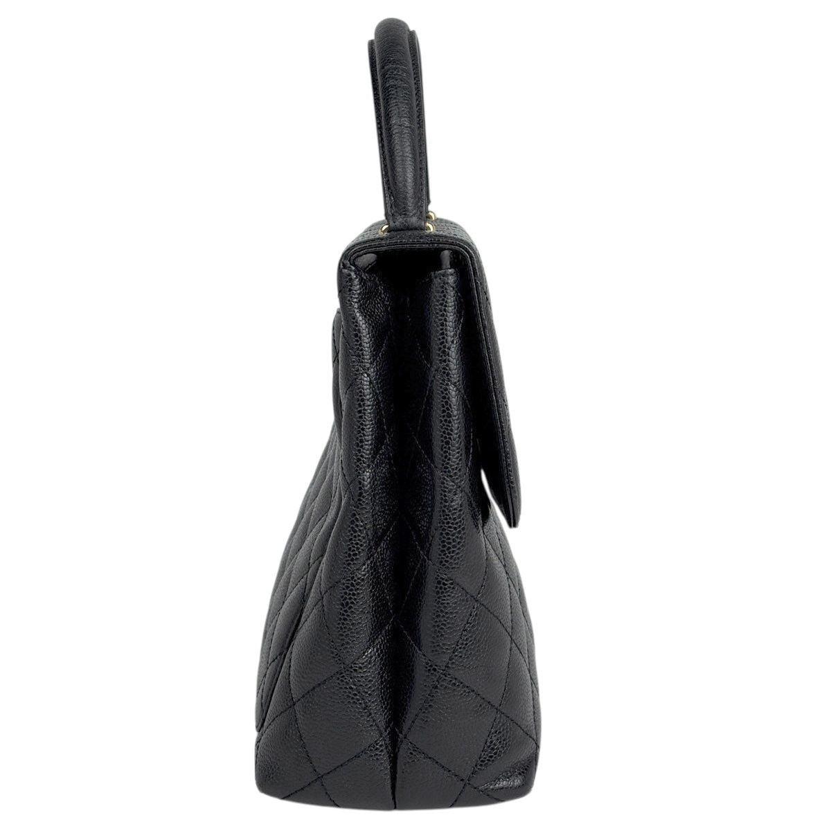Chanel CC Logo Handbag Quilted Caviar Leather Black — view 4