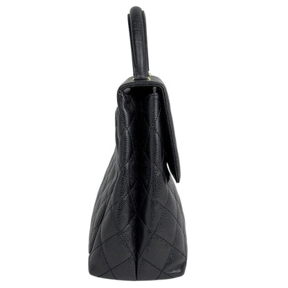 Chanel CC Logo Handbag Quilted Caviar Leather Black — view 4
