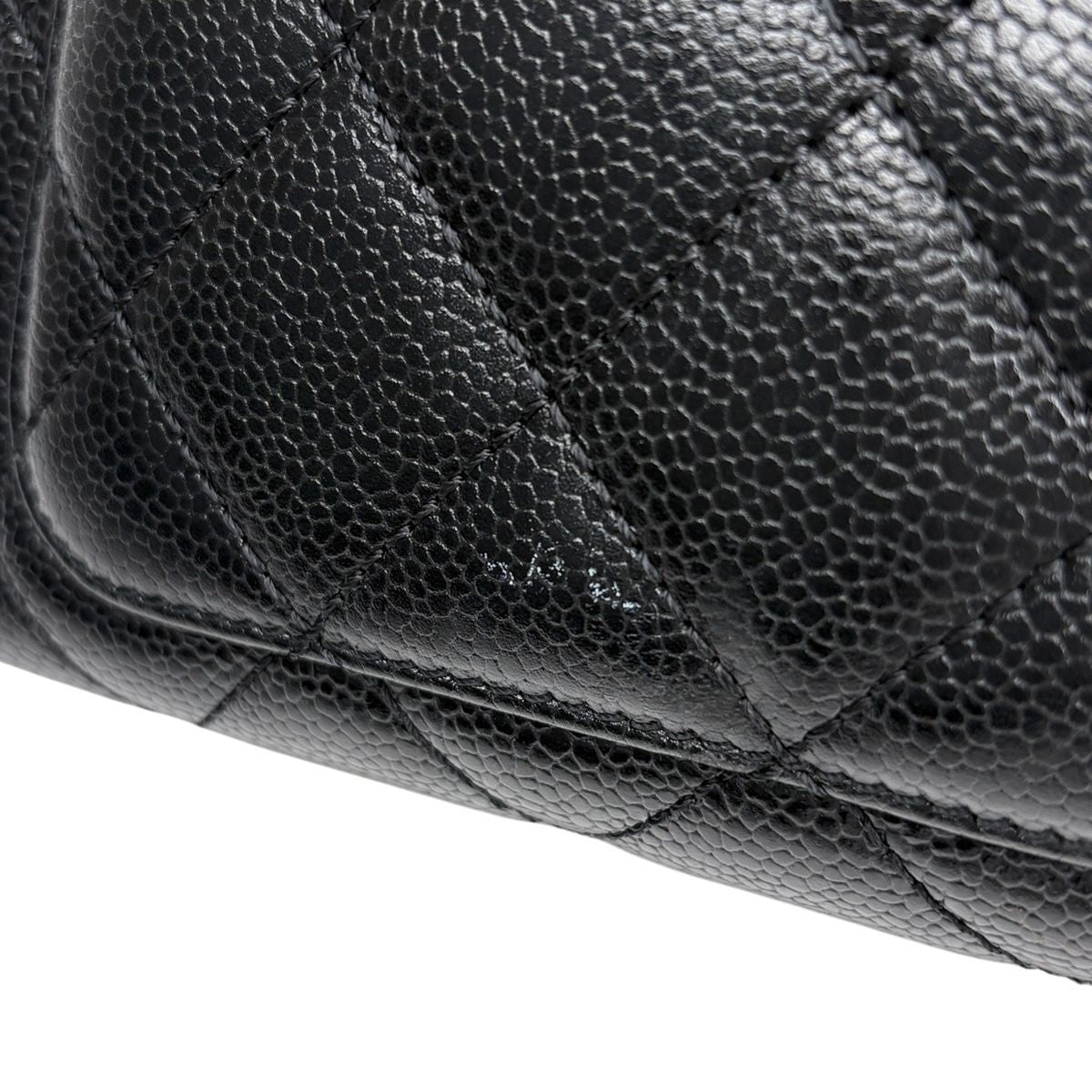 Chanel CC Logo Handbag Quilted Caviar Leather Black — view 8