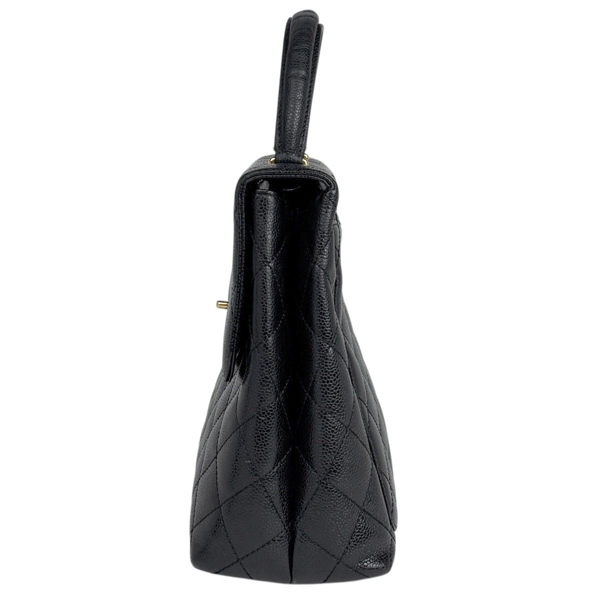 Chanel CC Logo Handbag Quilted Caviar Leather Black — view 2