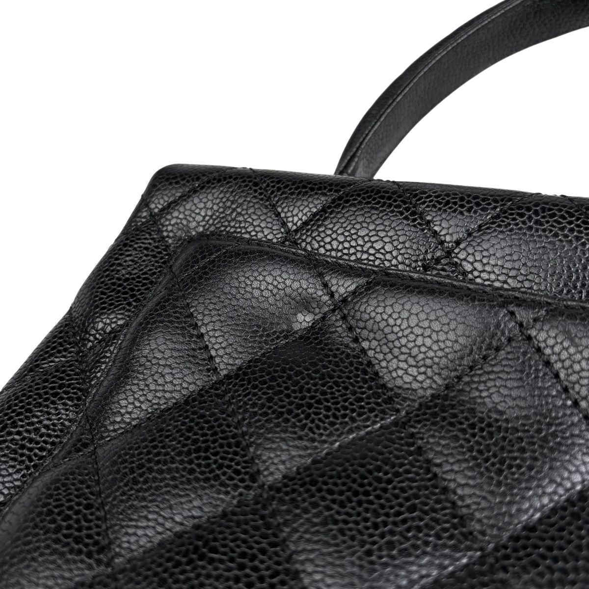 Chanel CC Logo Handbag Quilted Caviar Leather Black — view 9