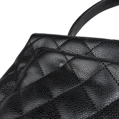 Chanel CC Logo Handbag Quilted Caviar Leather Black — view 9