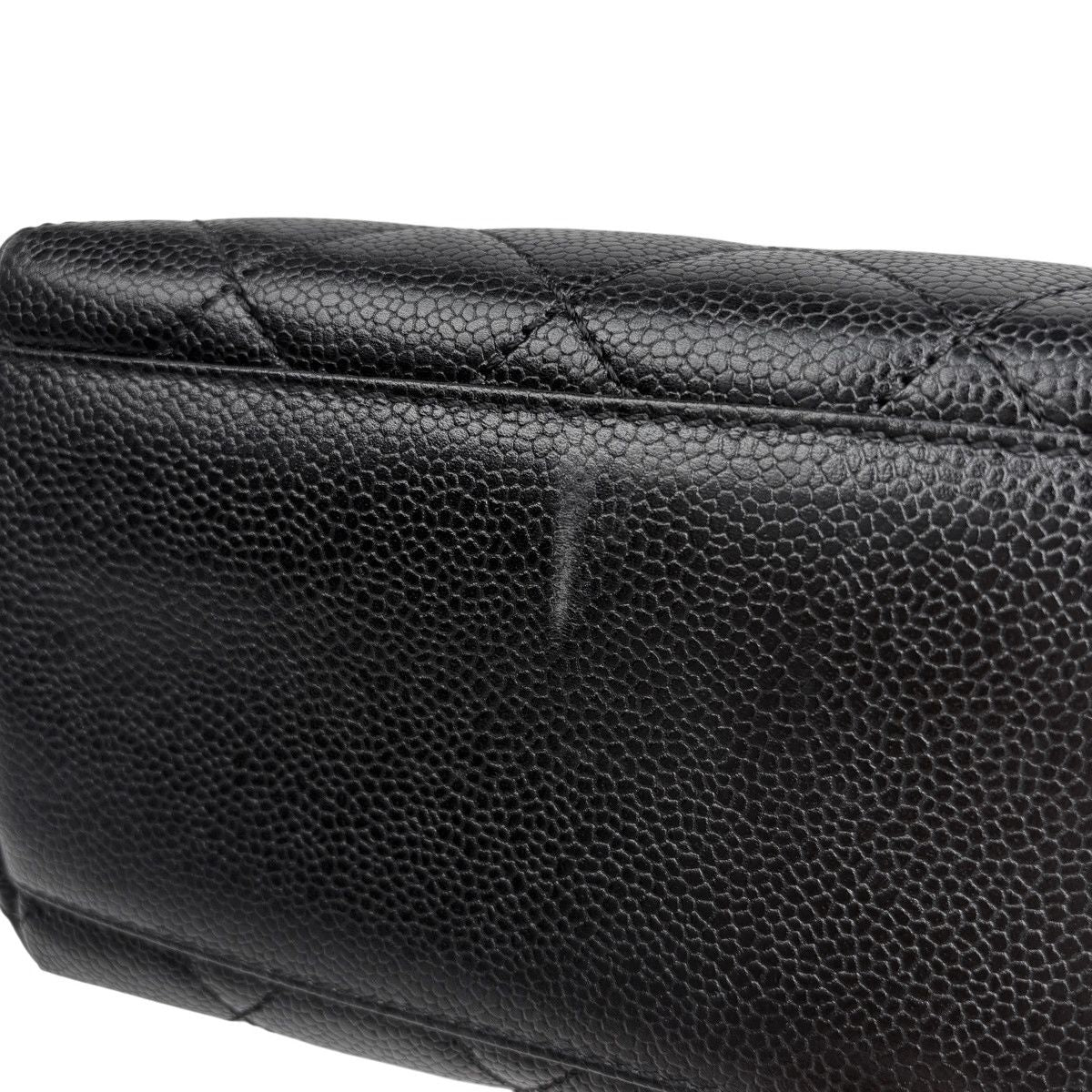 Chanel CC Logo Handbag Quilted Caviar Leather Black — view 6