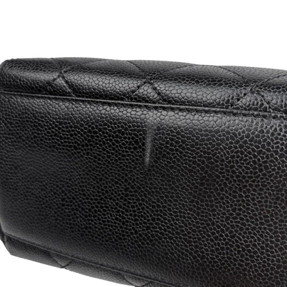 Chanel CC Logo Handbag Quilted Caviar Leather Black — view 6