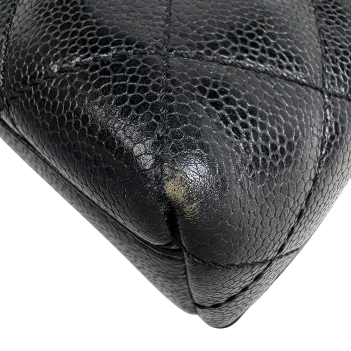Chanel CC Logo Handbag Quilted Caviar Leather Black — view 7
