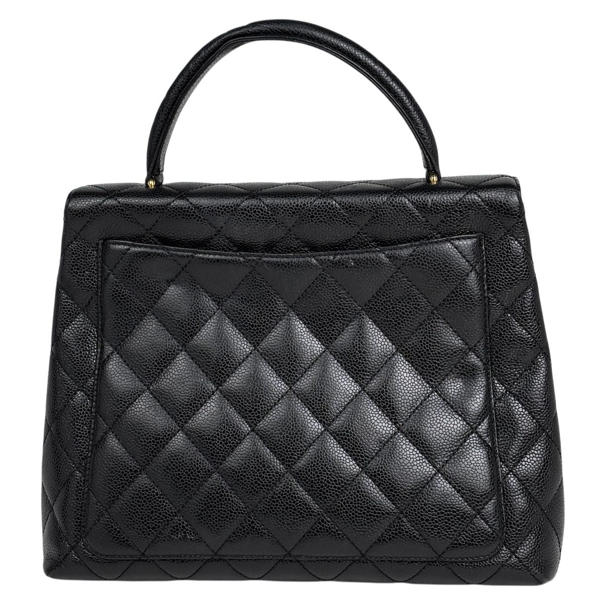 Chanel CC Logo Handbag Quilted Caviar Leather Black — view 3