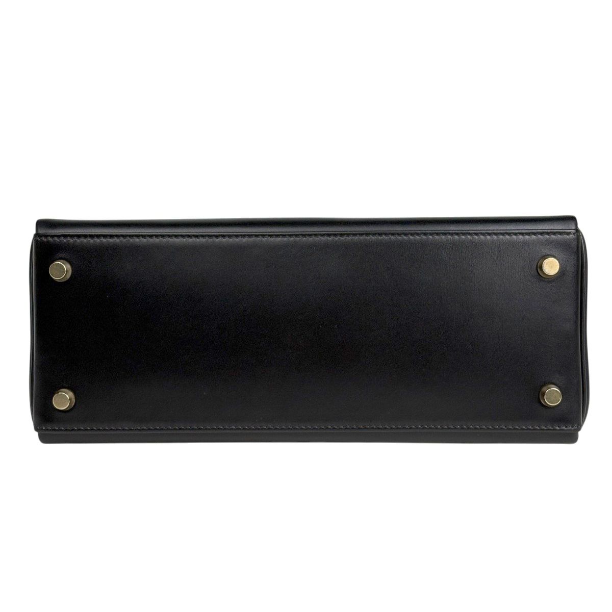 Hermes Kelly 28 Retourne 2-Way Handbag Box Calf Black — view 5