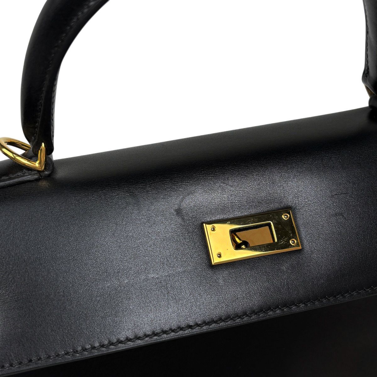 Hermes Kelly 28 Retourne 2-Way Handbag Box Calf Black — view 7