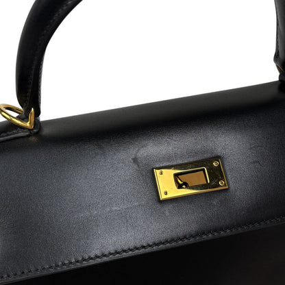 Hermes Kelly 28 Retourne 2-Way Handbag Box Calf Black — view 7